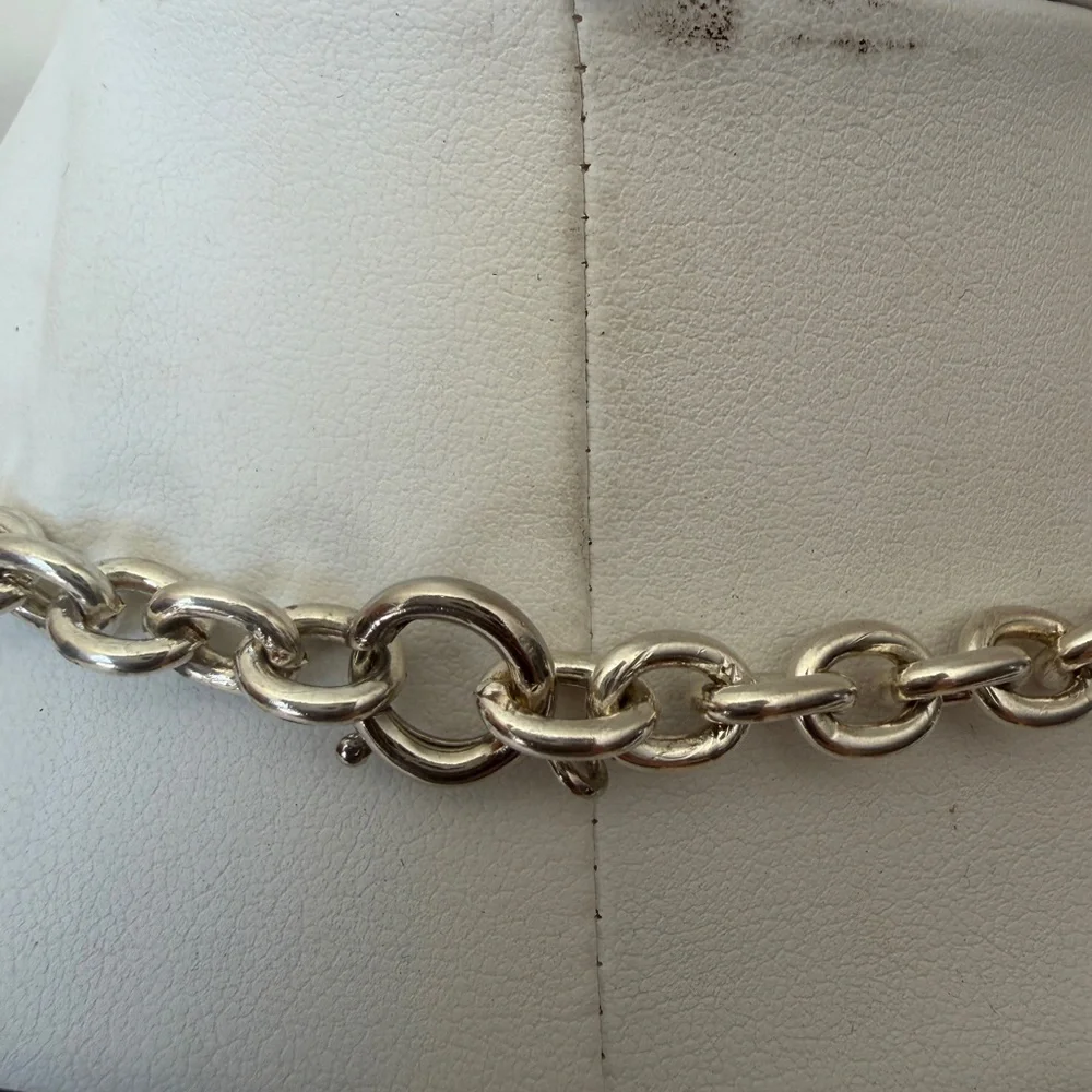 Vintage Silver Puffy Heart Pendant Chain Necklace - Women's Jewelry